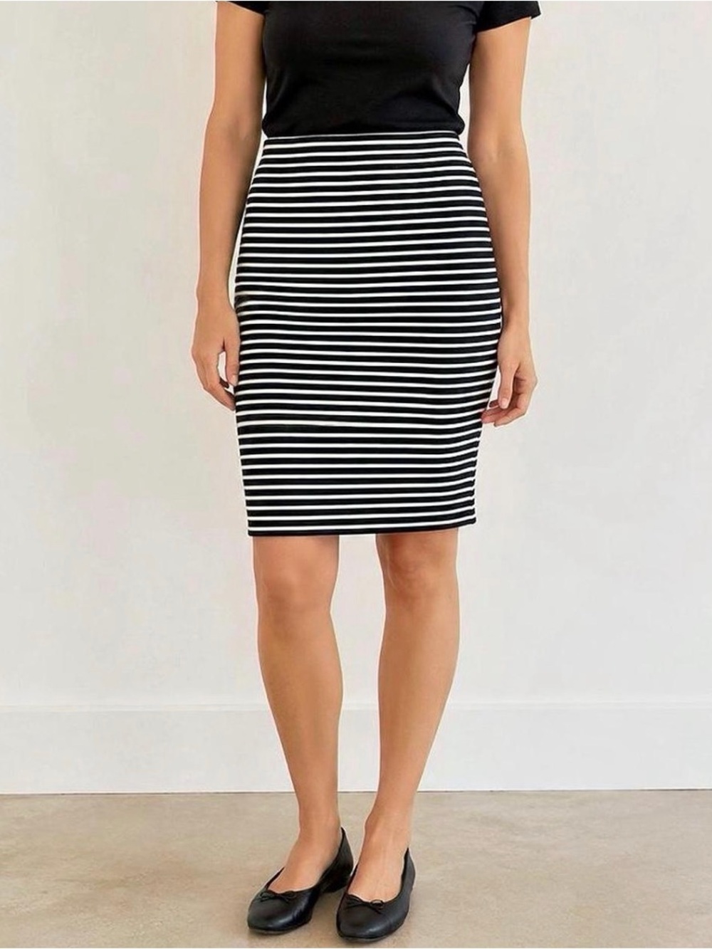 LOFT Black and White Striped Skirt
